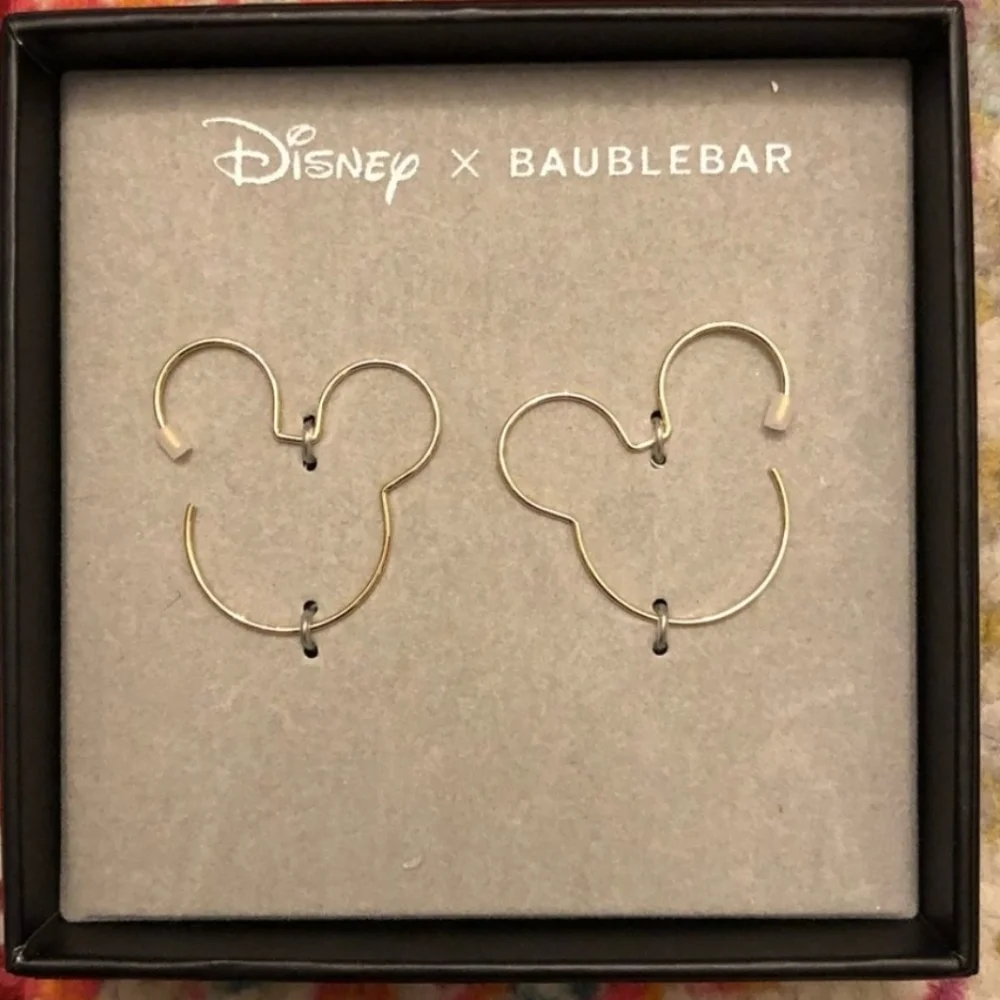 Disney x Baublebar Mickey earrings Goldtone New in Box - Picture 2 of 4